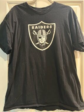 Raiders Black Tee with Silver Raiders Shield Graphic